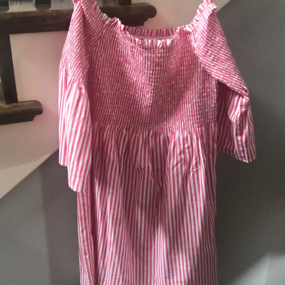 Michael Kors Off the shoulder Pink stripe dress